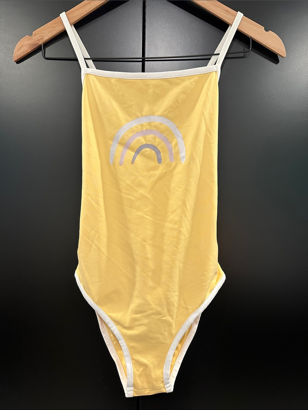 The Sunday Collective Girls Yellow Rainbow One Piece Swimsuit Size 12-13
